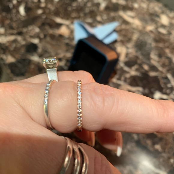 1.8mm Moissanite Half Eternity Ring 925 sterling silver layered 14k rose gold - Picture 6 of 6